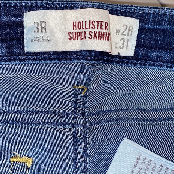 HOLLISTER super skinny Jeans dark wash blue size 3R w26 l31 - Picture 8 of 11